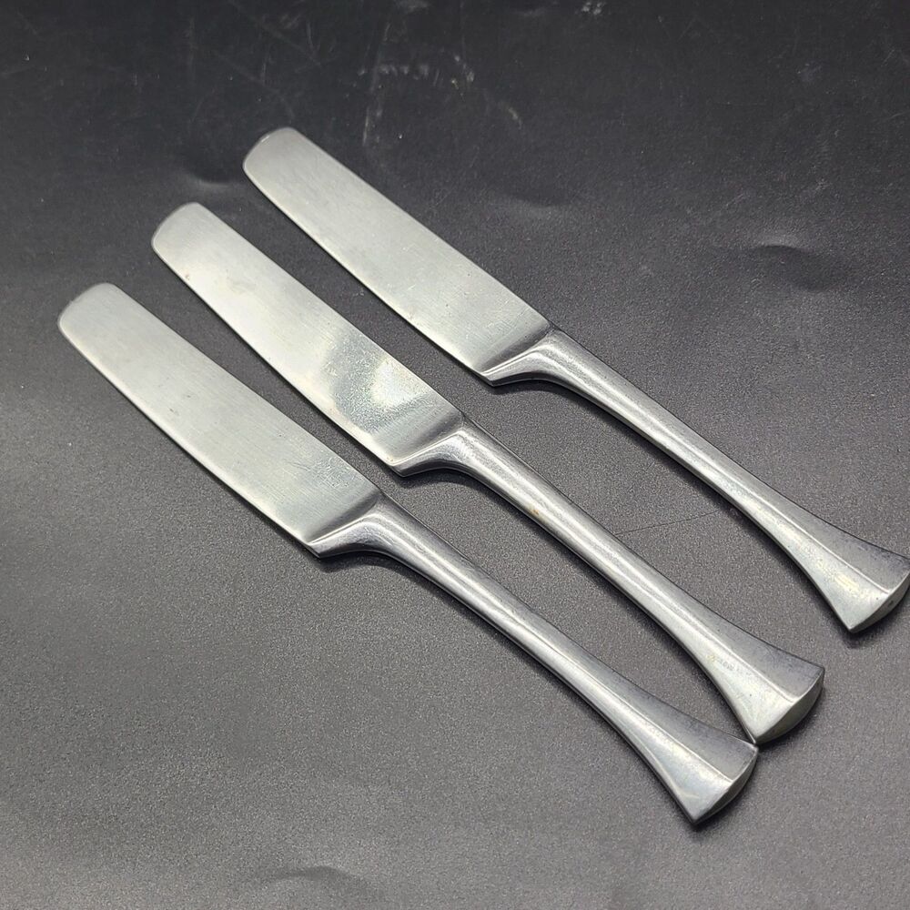 3 Dinner Knives Dansk Designs France IHQ THISTLE Stainless Flatware Knifes 8.5"